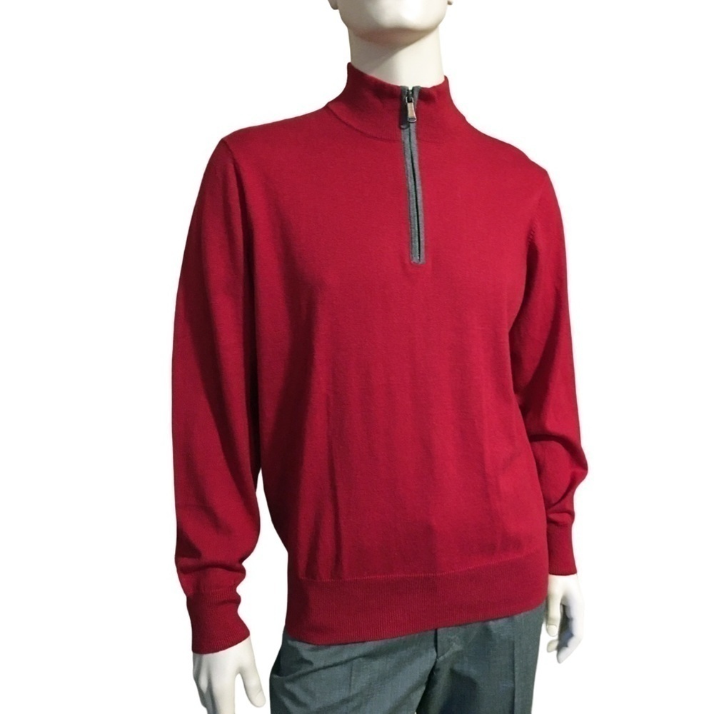 Orvis Sweater Shirt Top Cotton Silk Cashmere Blend Quarter Zip Henley Pullover